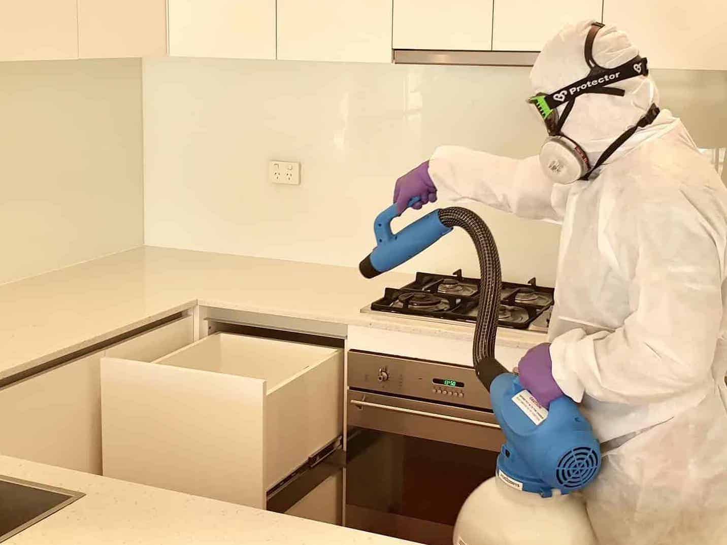 Hygienic Fog Disinfecting An Office Kitchen
