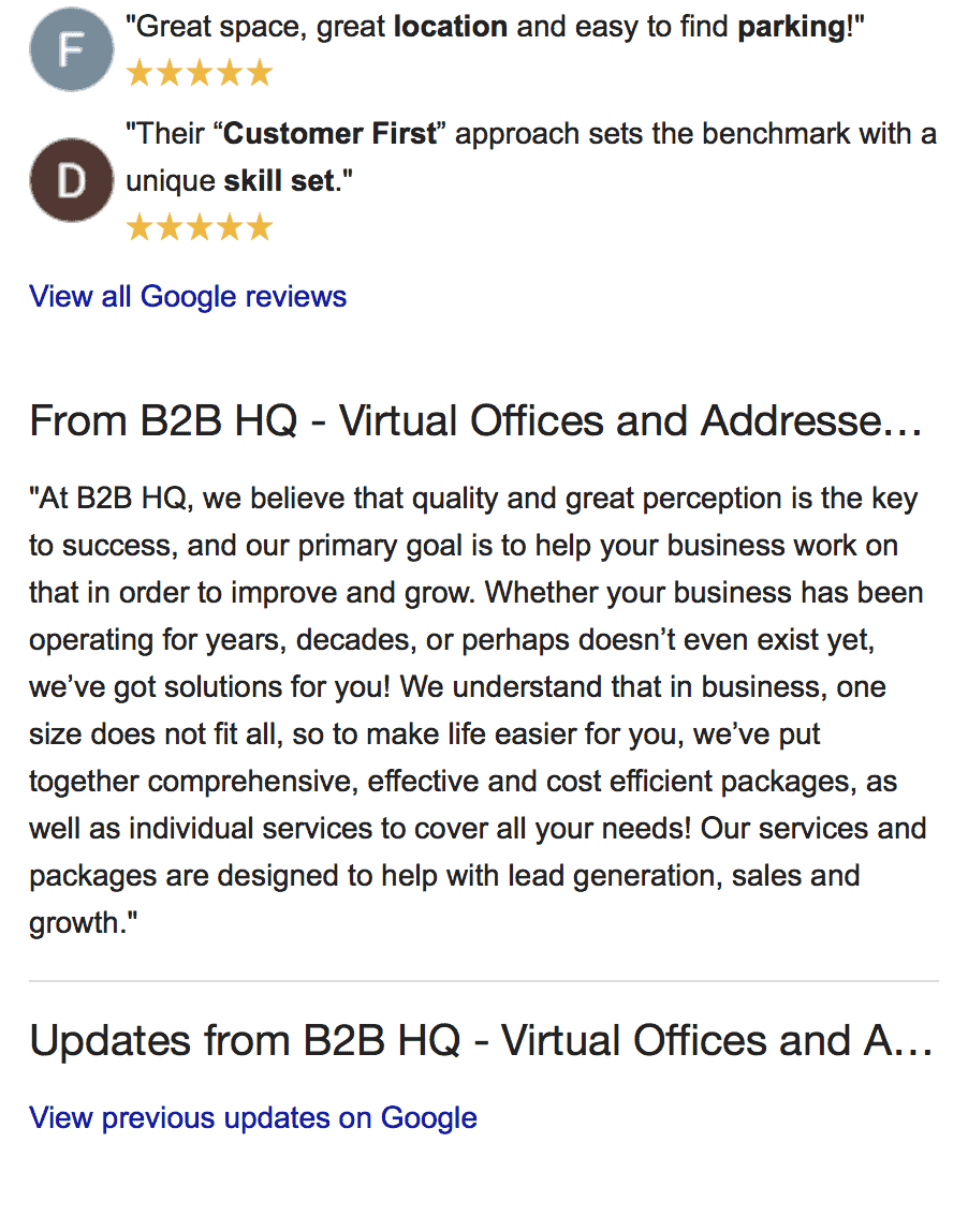 B2B HQ SEO Increase With Google My Business